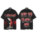 Vintage washed black graphic t-shirt with skull print and cool streetwear style for men. - S / Tops / Washed Black