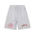 Short de survêtement molletonné gris streetwear avec taille élastique et imprimés. - 306 Gris Chiné