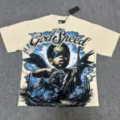 T-shirt à manches courtes imprimé graphique vintage pour hommes et femmes, streetwear haut. - G877 Abricot