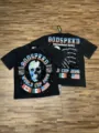 Vintage washed short sleeve t-shirt with skull graphic and world cup print streetwear top - S / Tops / Washed Black