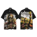 Vintage washed black short sleeve t-shirt with cool skull racing graphic and letters. - S / Tops / Washed Black
