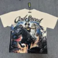 T-shirt graphique vintage lave pour homme manches courtes streetwear haut mode casual - G874 Abricot
