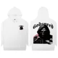 Streetwear gothic skull print hoodie for men and women, casual loose hooded sweatshirt. - S / Tops / White