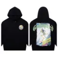 Men's Black Graphic Hoodie Streetwear Skull Surf Print Long Sleeve Hooded Sweatshirt - S / Tops / Black