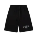 Short de loisirs noir pour hommes et femmes, taille élastique avec cordon, imprimé graphique 8-ball. - 312 Noir