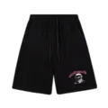 Short de survêtement streetwear noir avec taille élastique et imprimé graphique pour hommes - 313 Noir