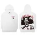 White graphic hoodie streetwear men women casual loose hooded sweatshirt with astronaut print - S / G611 / White