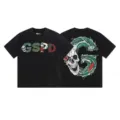 Vintage Washed Black Short Sleeve T-Shirt Skull GSPD Graphic Streetwear Tee Variant - S / Top-Skull Wave Graphic Style (1200) / Washed Black