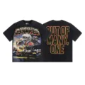 Vintage washed short sleeve t-shirt with cool skull racing graphic print for men and women. - S / Top-Racing Skull Graphic Style (1199) / Washed Black