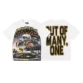 Vintage streetwear graphic t-shirt for men and women, heavy washed white short sleeve top. - S / Tops / White (3199)