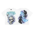 Unisex vintage washed short sleeve t-shirt featuring edgy street graffiti graphic prints. - S / Tops / White (3198)