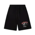 Short de streetwear noir décontracté pour hommes et femmes, taille élastique, imprimé crâne. - 318 Noir