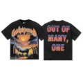 Vintage washed black streetwear graphic t-shirt with front and back print for men and women. - S / Top (1195) / Washed Black