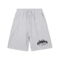 Shorts de streetwear casual gris avec un imprime squelette et taille elastique. - 320 Gris Chiné