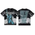 Vintage washed short sleeve t-shirt for men and women, high street graphic tee. - S / Tops / Washed Black Gray (1193)