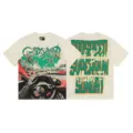 Vintage washed short sleeve t-shirt for men and women with retro skeleton graphic print. - S / Top (3185) / 3185 Apricot