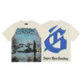 Vintage washed short sleeve t-shirt with graphic print, casual streetwear style for men and women. - S / Top (3183) / 3183 Apricot