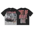 Vintage washed short sleeve t-shirt with graphic car print and bold back lettering streetwear. - S / Tops / Washed Black (1181)