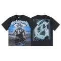 Vintage washed black graphic t-shirt with robot and code print, high streetwear style. - S / Tops / Washed Black