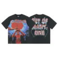 Vintage washed short sleeve t-shirt with heavy graphic skull racer print, high street style. - S / Tops / Washed Black