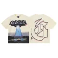 Vintage washed graphic print short sleeve t-shirt, unisex casual streetwear style top. - S / Tops / Apricot
