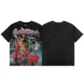 Vintage washed black graphic short sleeve t-shirt with retro comic print for streetwear style. - S / Tops / Washed Black (G850)