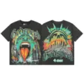 Vintage washed graphic t-shirt for men and women, heavy weight streetwear short sleeve top with retro skull print. - S / Tops / Washed Black (G861)