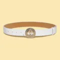 Ceinture de mode blanche pour femmes avec boucle ronde strassée dorée élégante. - 100cm / Blanc