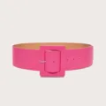 Ceinture large rose pour femme à grande boucle carrée, élégante ceinture de robe manteau. - Rose rouge