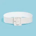 Ceinture large blanche pour femme, élégante ceinture de taille à grande boucle carrée. - Blanc