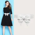 Ceinture élastique à nœud blanc ceinture de taille de mode robe variante de bande - 60-80cm / Blanc
