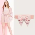 Ceinture élastique rose en coton avec nœud pour femme, ceinture décorative de mode. - 60-80cm / Rose