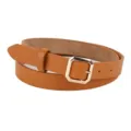 Ceinture élégante en cuir PU pour femme dotée d'une boucle géométrique dorée pour un style chic. - Marron