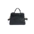 Sac à main noir motif crocodile pour femme sac bandoulière épaule polyvalent mini carré. - Noir