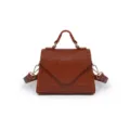 Stylish women brown snake pattern PU leather crossbody handbag with top handle and strap. - Brown Lizard Pattern