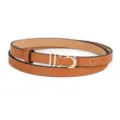 Ceinture fine en cuir femme mode été avec boucle métal doré style minimaliste et décontracté - Marron