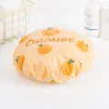 Waterproof EVA shower cap for women, cute orange fruit print bath cap, kitchen anti-fume cap. - Yellow Orange Slice