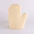 Guante de baño de sisal natural exfoliante para el cuerpo con pulgar y lazo colgante para ducha diaria - Blanco