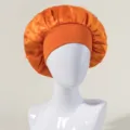 Orange Satinkappe Haarpflege Schlafmütze breites Band seidige Nachtkappe für Damen - Orange