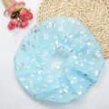 Waterproof shower cap for women, cute floral print elastic bath cap for hair protection. - Blue