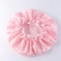Pink polka dot shower cap double layer waterproof hair protection cap for women daily use - Pink Polka Dot