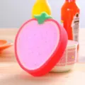 Fruit shaped cleaning sponge for kitchen dishwashing, thick and durable scrubber variant. - Red
