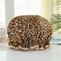 Leopard print waterproof shower cap double layer elastic bath cap home use hair salon hat - Diameter 26cm / Leopard Print