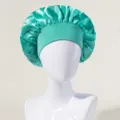 Cuffia notte in raso turchese per cura dei capelli, berretto da notte morbido per le donne. - Blu forato