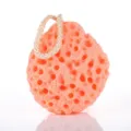 Pink honeycomb wood pulp bath sponge with hanging cord for deep skin cleaning and daily body wash. - 10*9*3.5cm / Orange Red