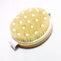 Cepillo de baño corporal ovalado de madera natural con cerdas suaves y nódulos de masaje para la ducha. - Estilo Redondo N° 2 Con Cuentas de Masaje