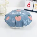 Waterproof shower cap with cute strawberry print, ideal for daily bath hair protection. - Blue Strawberry