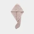 Microfiber hair drying towel cap for women, quick dry bath turban wrap with button. - 25*65cm / Camel