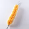 Esponja de baño trenzada bicolor, malla de ducha larga amarilla y blanca con lazos para colgar. - Amarillo Limón