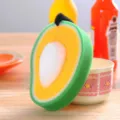 Cute mango shape kitchen cleaning sponge, thick scouring pad for dishwashing and kitchen cleaning. - Green
